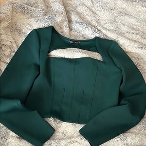Zara Emerald Long Sleeve Cutout Top